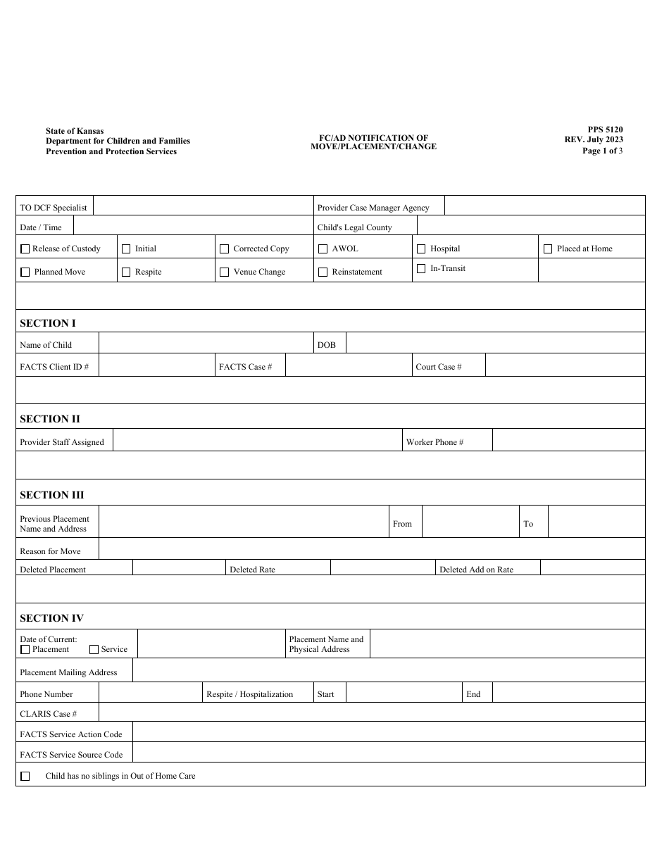 Form PPS5120 Download Printable PDF or Fill Online FC/Ad Notification ...