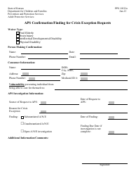 Form PPS10322A Aps Confirmation/Finding for Crisis Exception Requests - Kansas