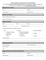 Document preview: Initial Request for Substitute Court Reporter - Arkansas