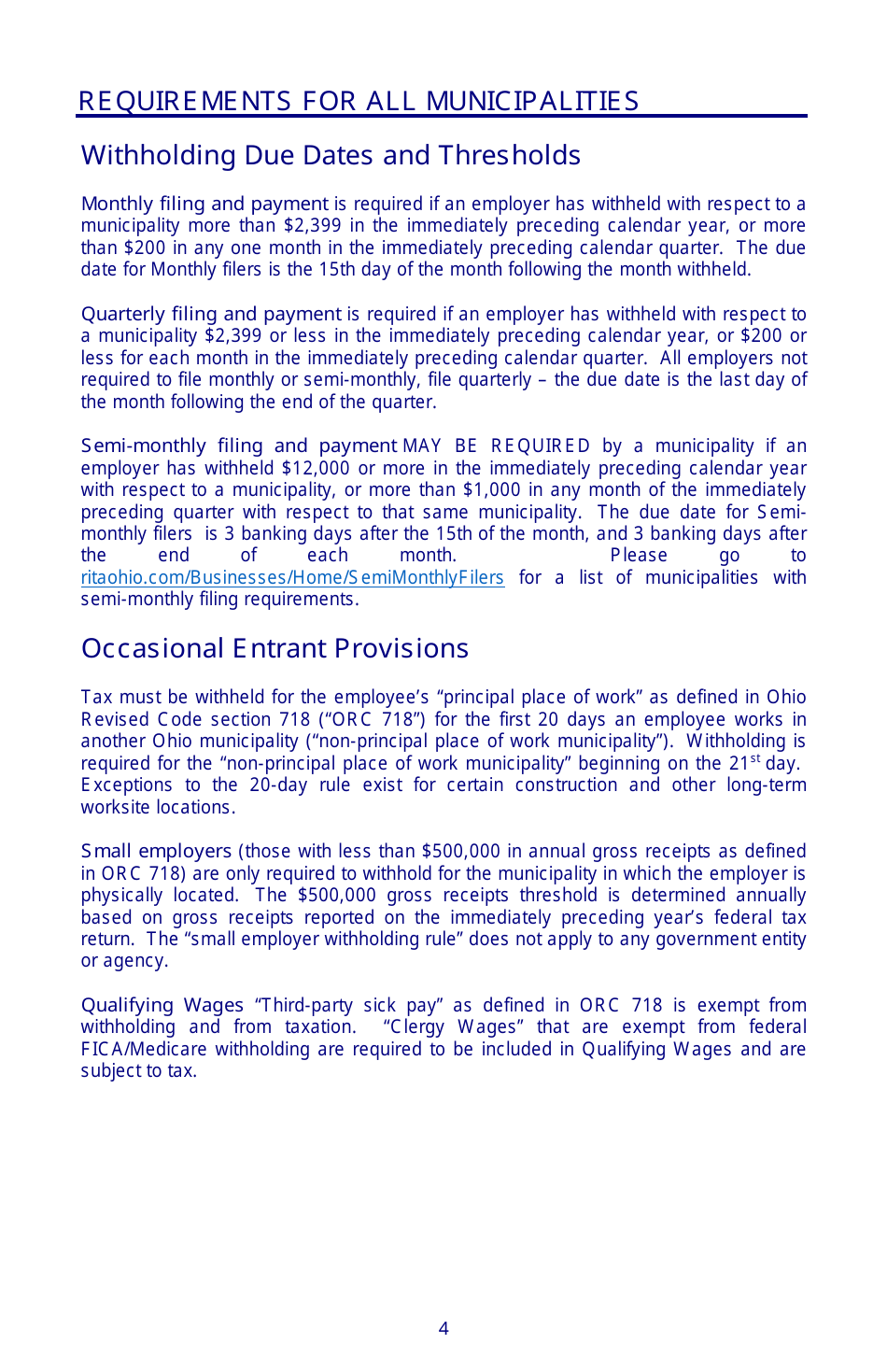 Instructions for Form 11 Employers Municipal Tax Withholding Statement - Ohio, Page 4