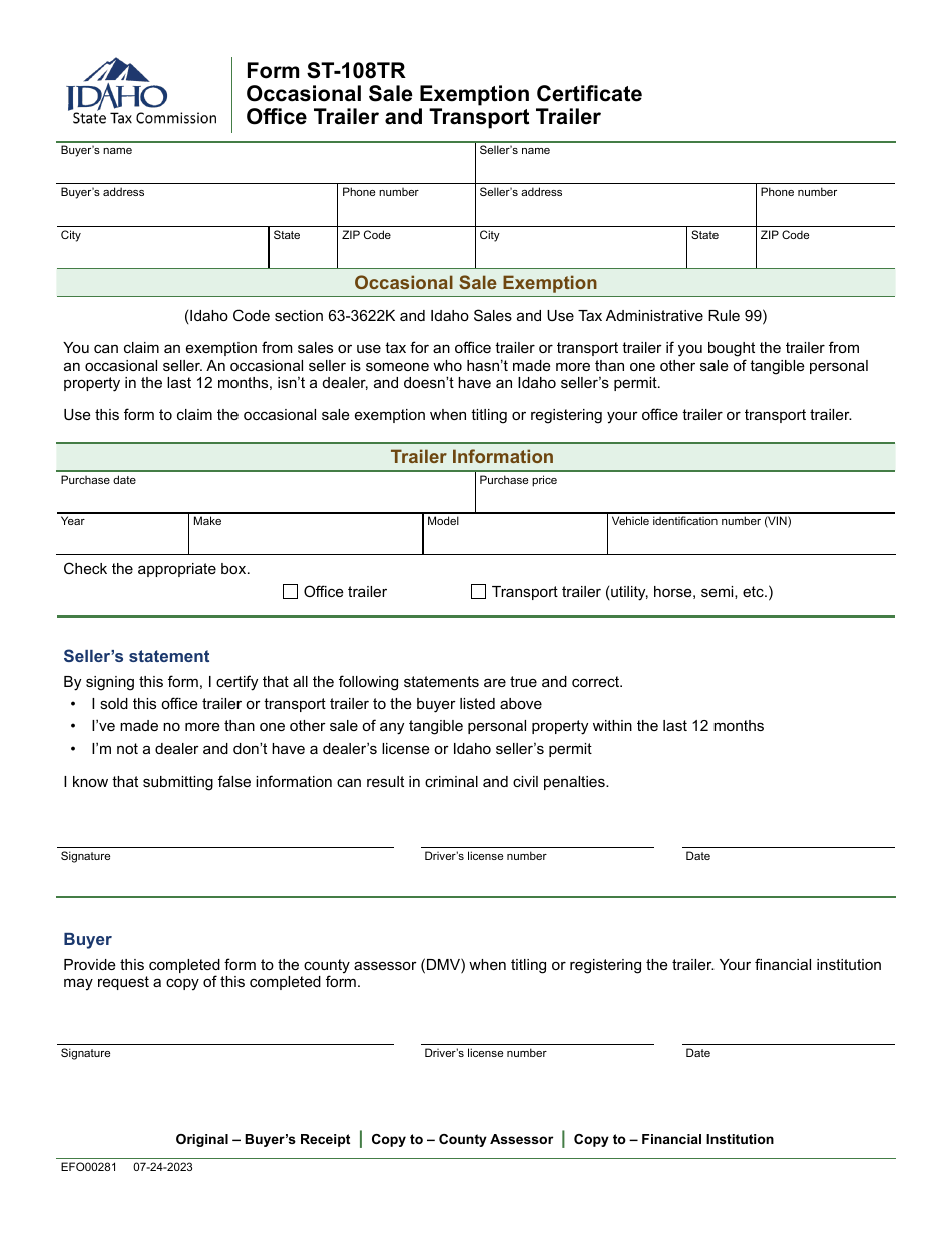 St 108e Form.pdf Form ST-108TR (EFO00281) - Fill Out, Sign Online and Download Fillable ...