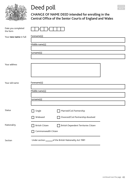 Form LOC020  Printable Pdf