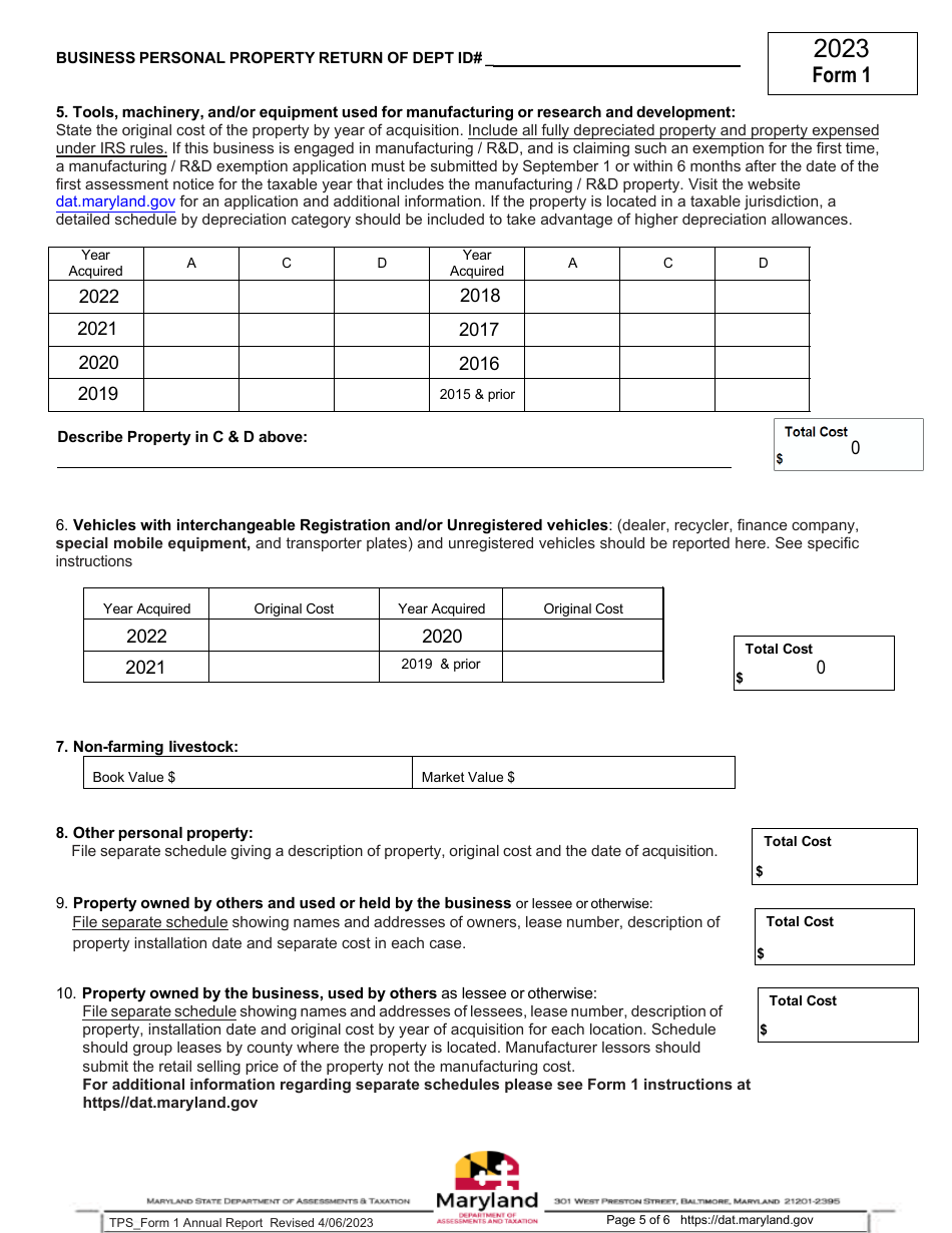 Form 1 Download Fillable PDF or Fill Online Annual Report 2023