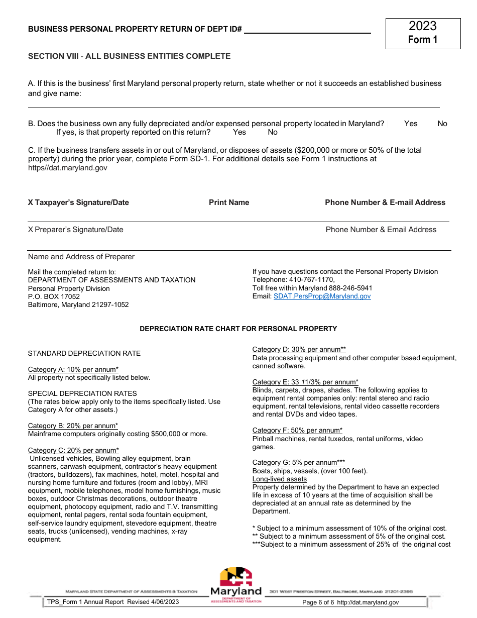 Form 1 Annual Report - Maryland, Page 6