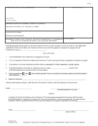 Document preview: Form VN180 Defendant's/Appellant's Request for Relief From Default, Extension of Time to File Statement on Appeal; Declaration and Order - County of Ventura, California