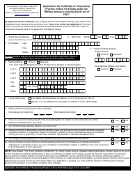Application for Certificate to Temporarily Practice in New York State Under the &quot;military Spouse Licensing Relief Act of 2021&quot; - New York, Page 3