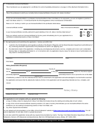 Application for Certificate to Temporarily Practice in New York State Under the &quot;military Spouse Licensing Relief Act of 2021&quot; - New York, Page 4