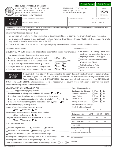 Form 1528  Printable Pdf