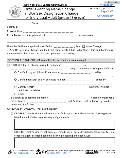 Form UCS-NCO1  Printable Pdf