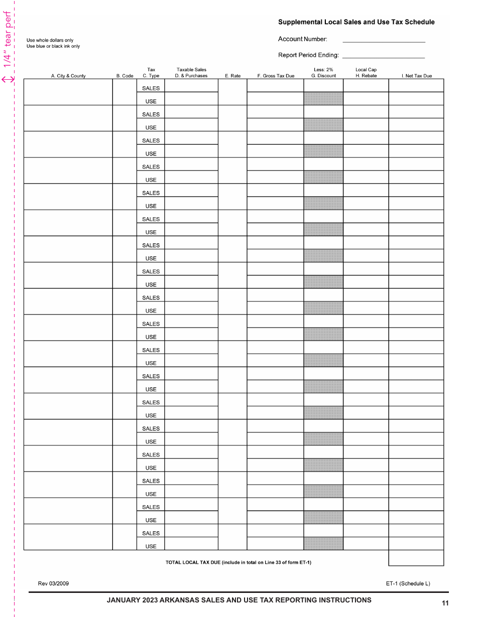 Instructions for Form ET-1 Arkansas Excise Tax Return - Arkansas, Page 11