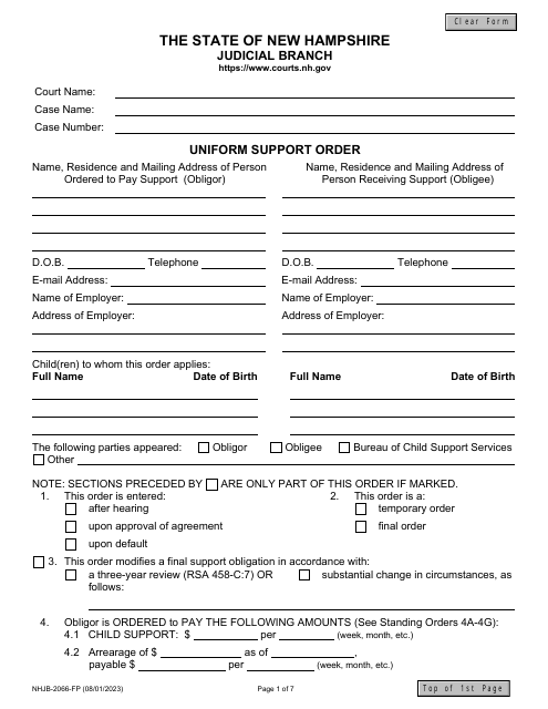 Form NHJB-2066-FP  Printable Pdf