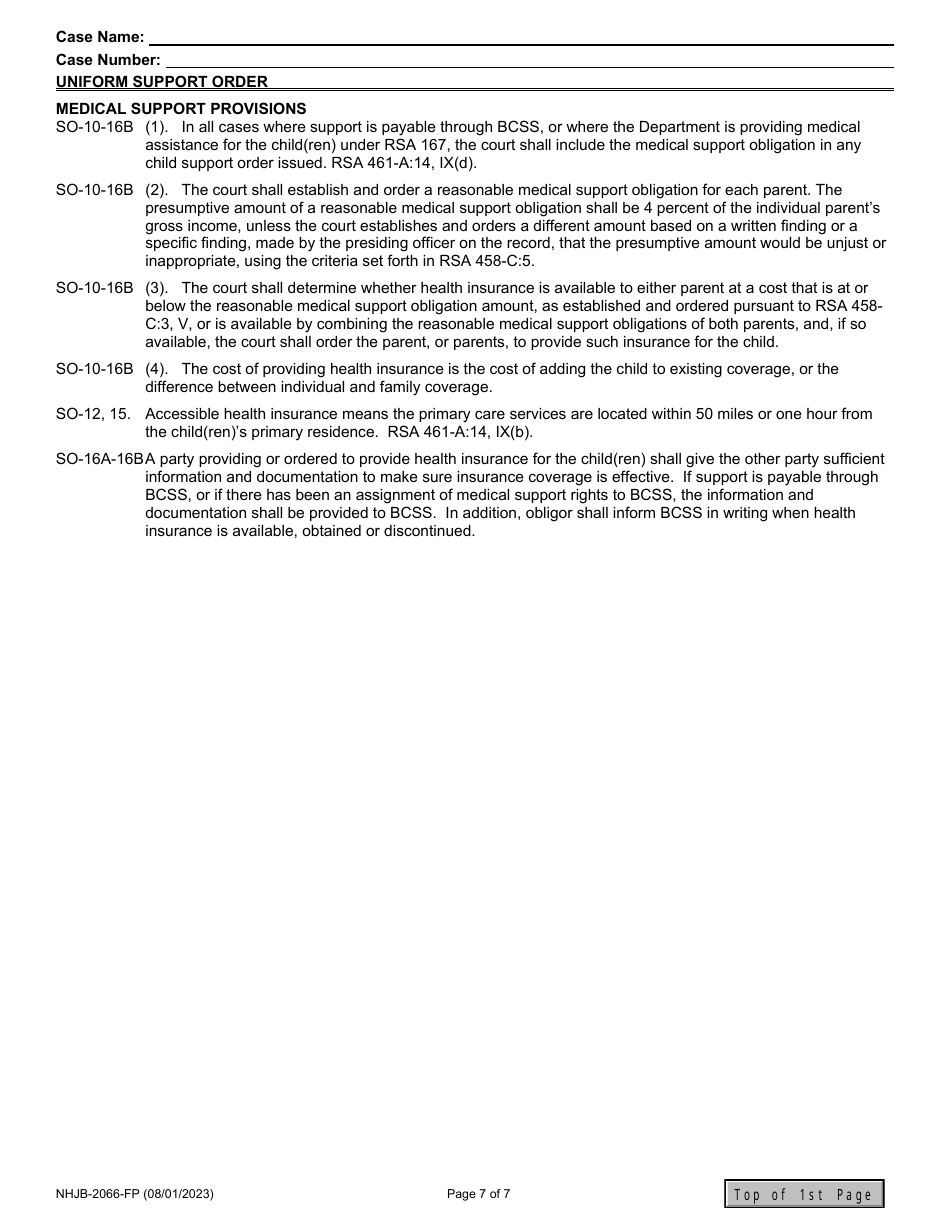 Form NHJB-2066-FP Uniform Support Order - New Hampshire, Page 7