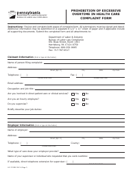 Form LLC-70 Prohibition of Excessive Overtime in Health Care Complaint Form - Pennsylvania