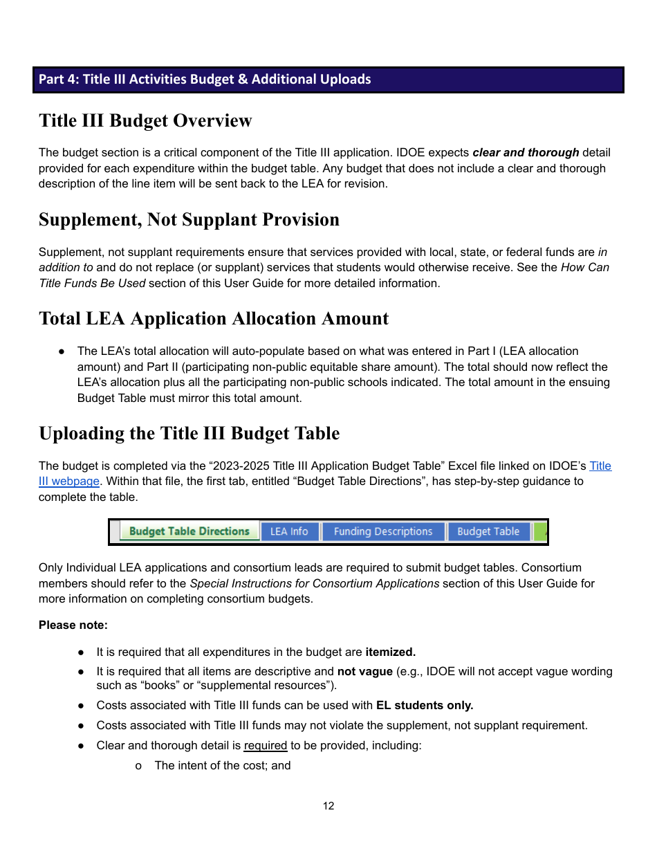 Title Iii Application User Guide - Indiana, Page 11