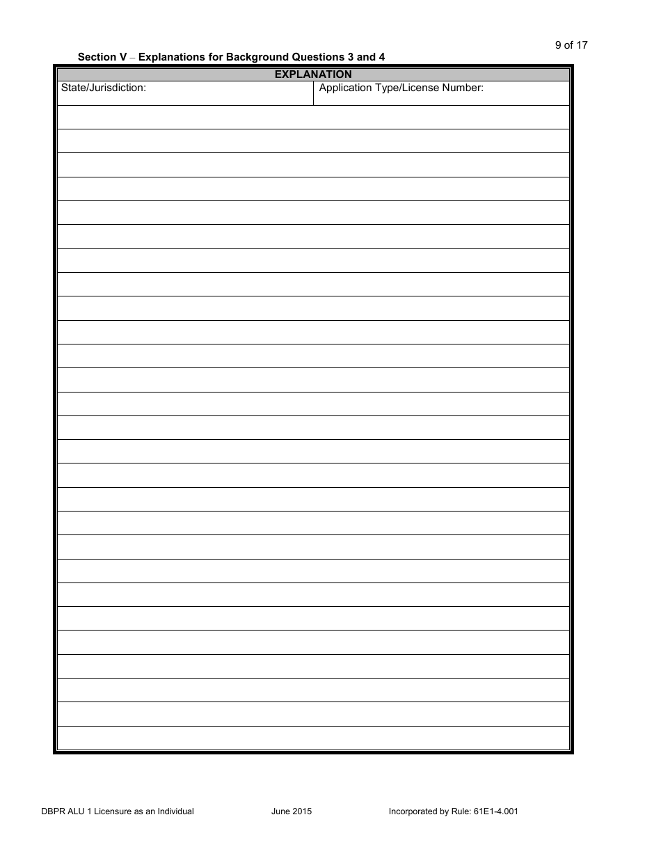 Form DBPR ALU1 Application for Licensure as an Individual - Florida, Page 10