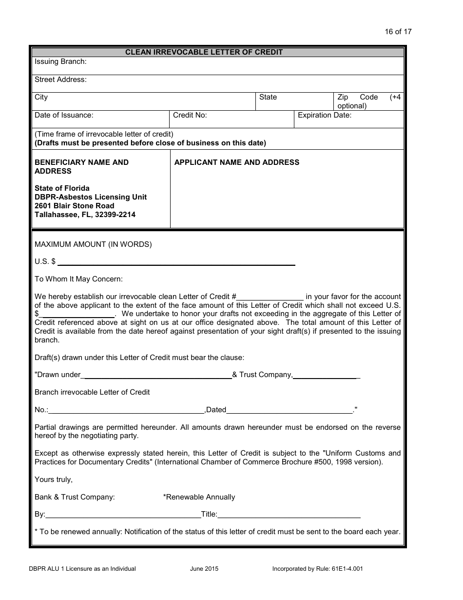Form DBPR ALU1 Application for Licensure as an Individual - Florida, Page 17