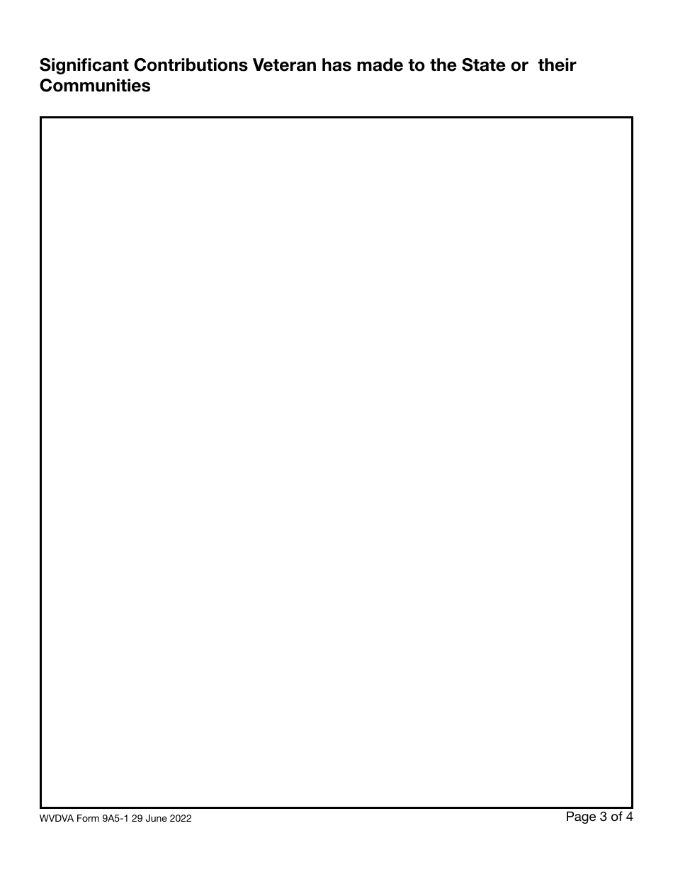 WVDVA Form 9A5-1 Application - Virginia Military Hall of Fame - West Virginia, Page 3