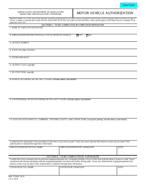 MRP Form 135-R  Printable Pdf