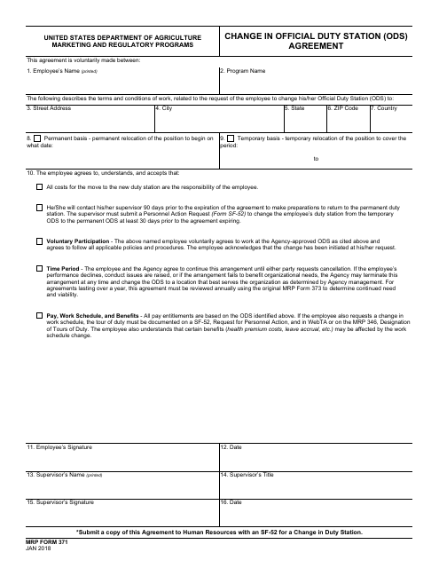 MRP Form 371  Printable Pdf