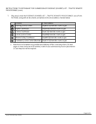 Instructions for Form RI-TR020 Evidence (Exhibit) List - Traffic Remote Proceedings - County of Riverside, California, Page 2
