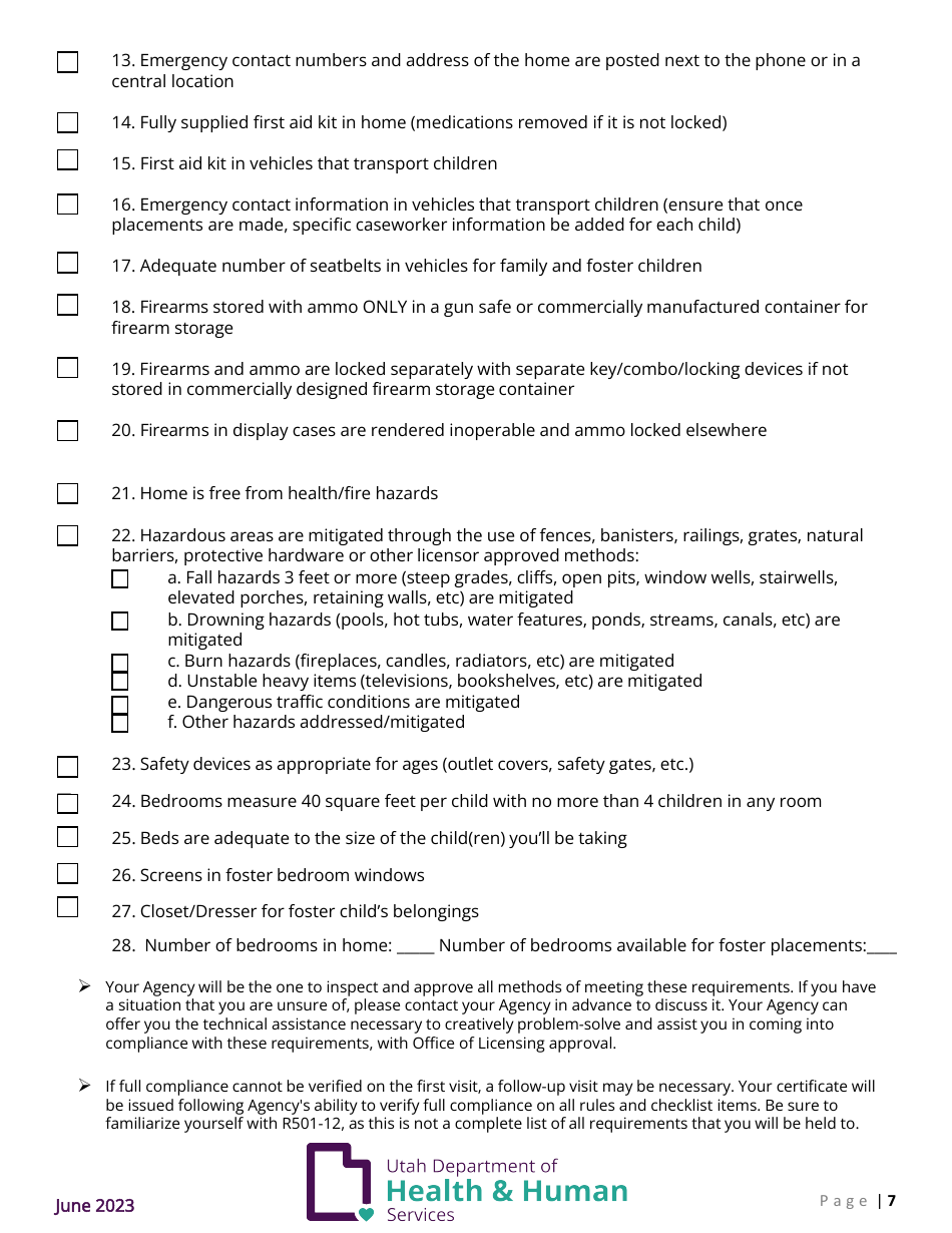 Foster / Proctor Care - Initial Family Application - Utah, Page 7
