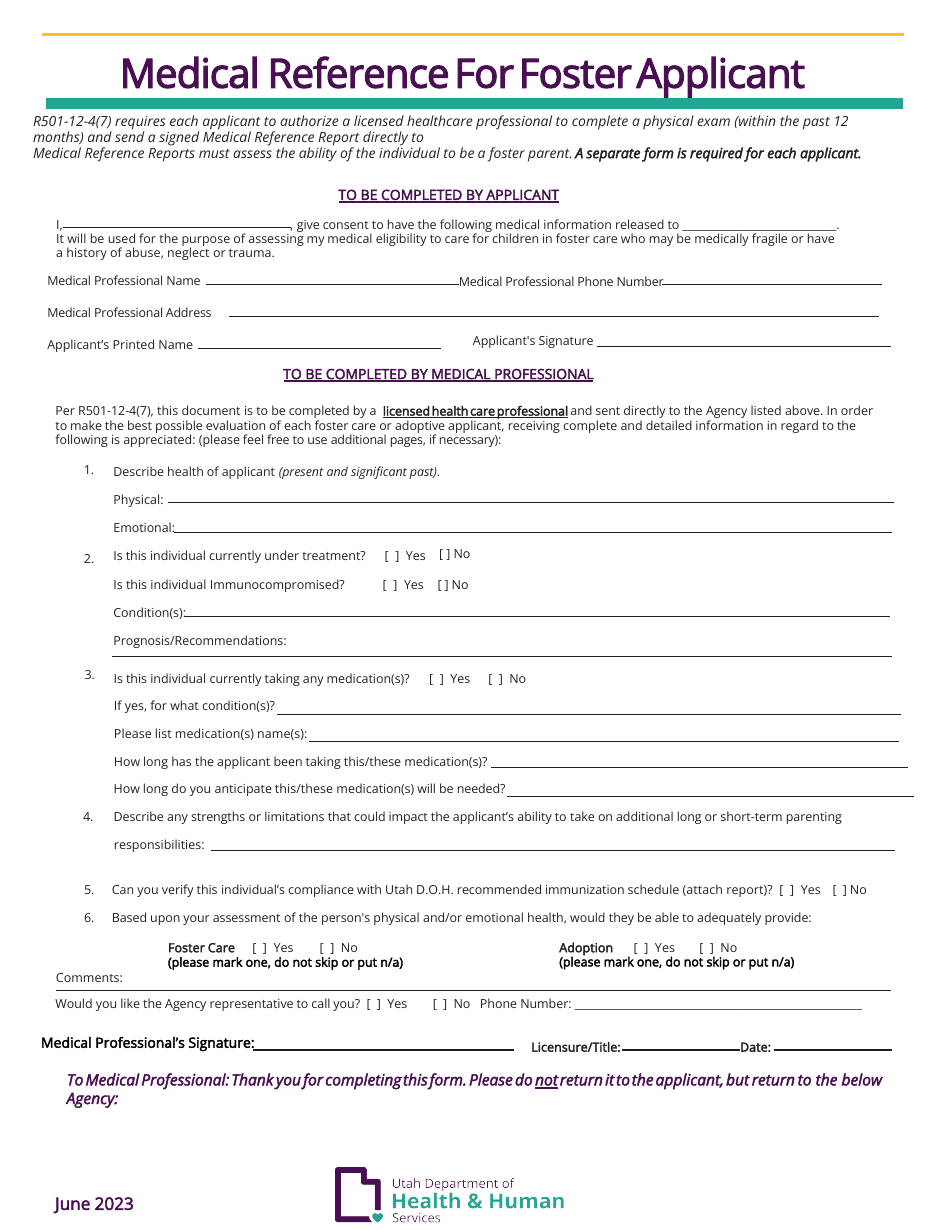 Foster / Proctor Care - Initial Family Application - Utah, Page 9
