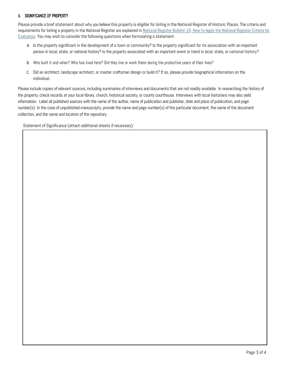 Preliminary Information Form (PIF) - National Register of Historic Places - South Carolina, Page 3