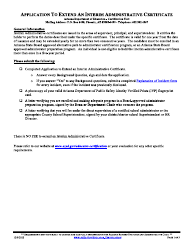 Document preview: Application to Extend an Interim Administrative Certificate - Arizona
