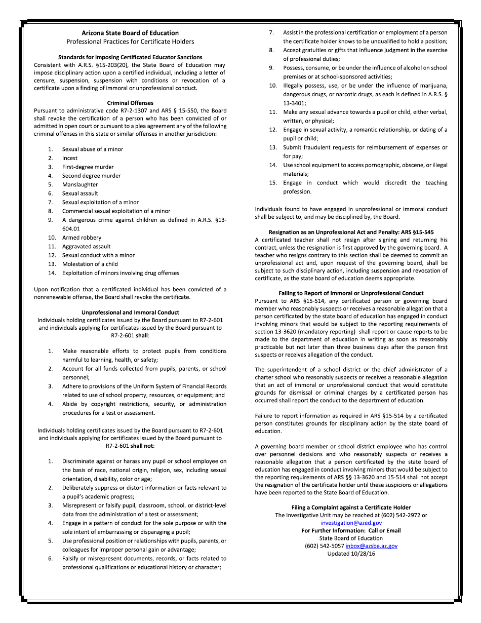 Application to Extend an Interim Administrative Certificate - Arizona, Page 2