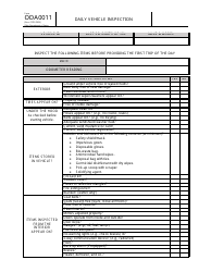 Form ODA0011 Daily Vehicle Inspection (Large Print) - Ohio