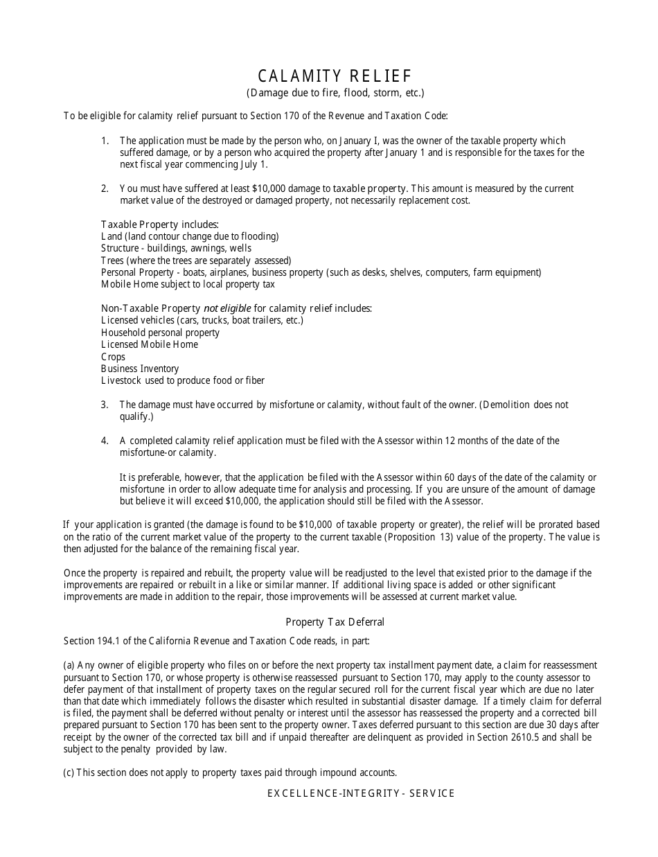 Application for Reassessment of Property Damaged by Calamity or Misfortune - County of Santa Cruz, California, Page 4