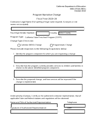 Document preview: Form EED-3704A Program Narrative Change - California, 2024