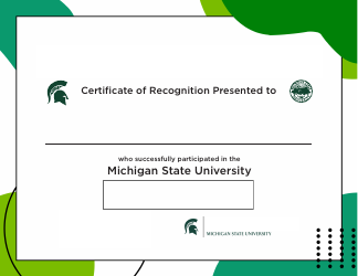 Document preview: Michigan State University Certificate of Recognition - Michigan