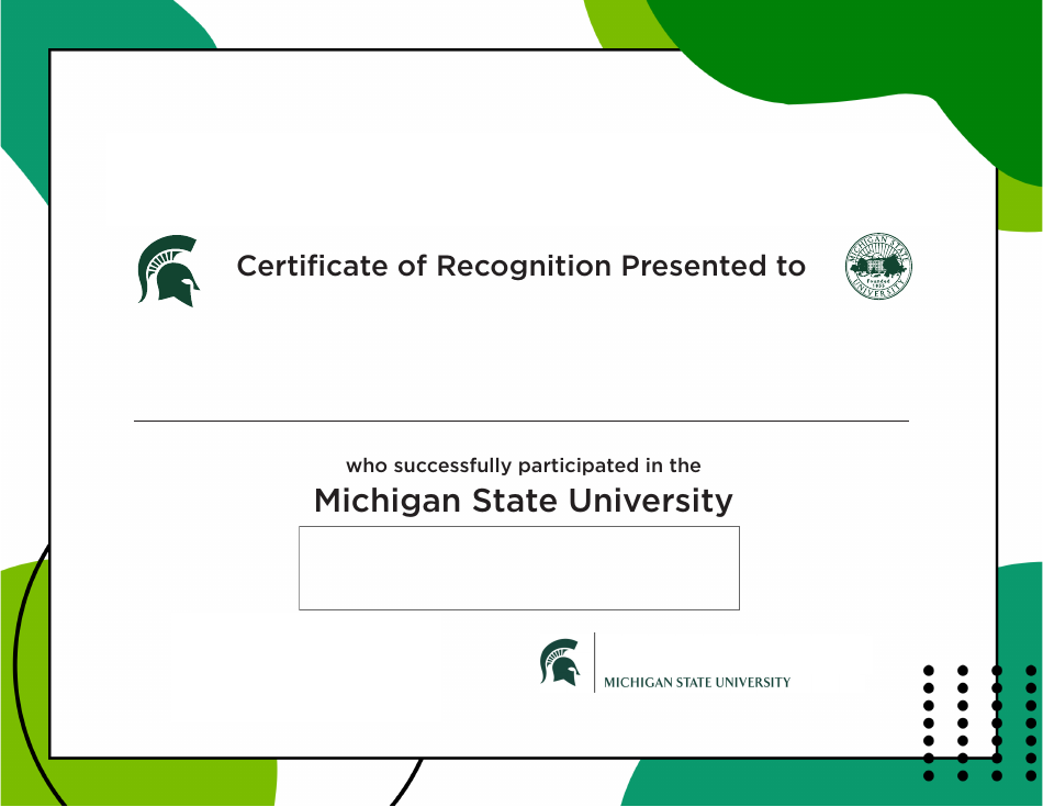 Michigan State University Certificate of Recognition