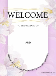 Document preview: Wedding Welcome Sign Template - Violet