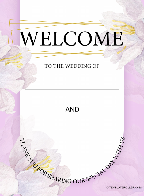 Wedding Welcome Sign Template - Violet