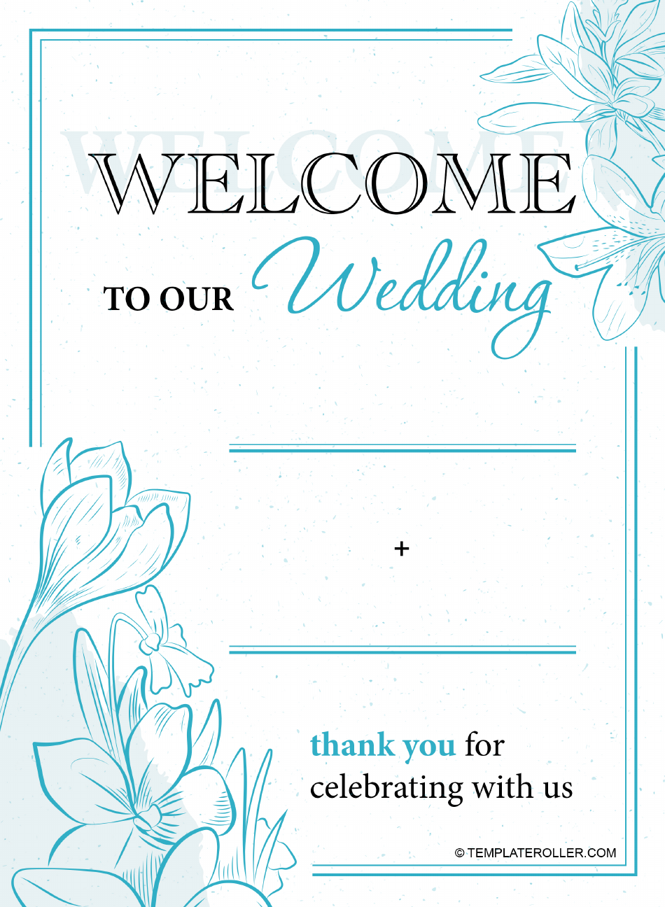 Wedding Welcome Sign Template - Blue