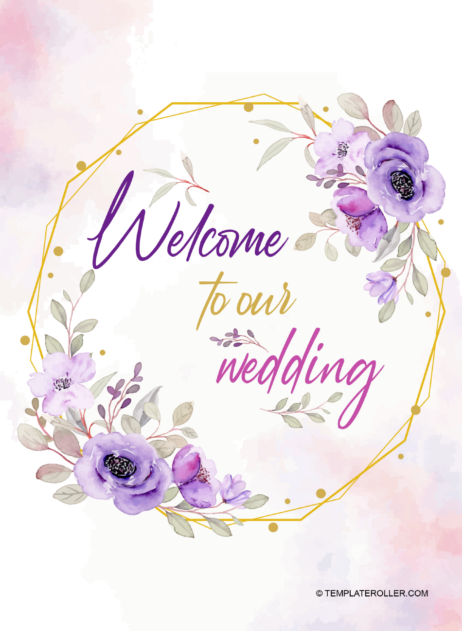 Wedding Welcome Sign Template - Pink