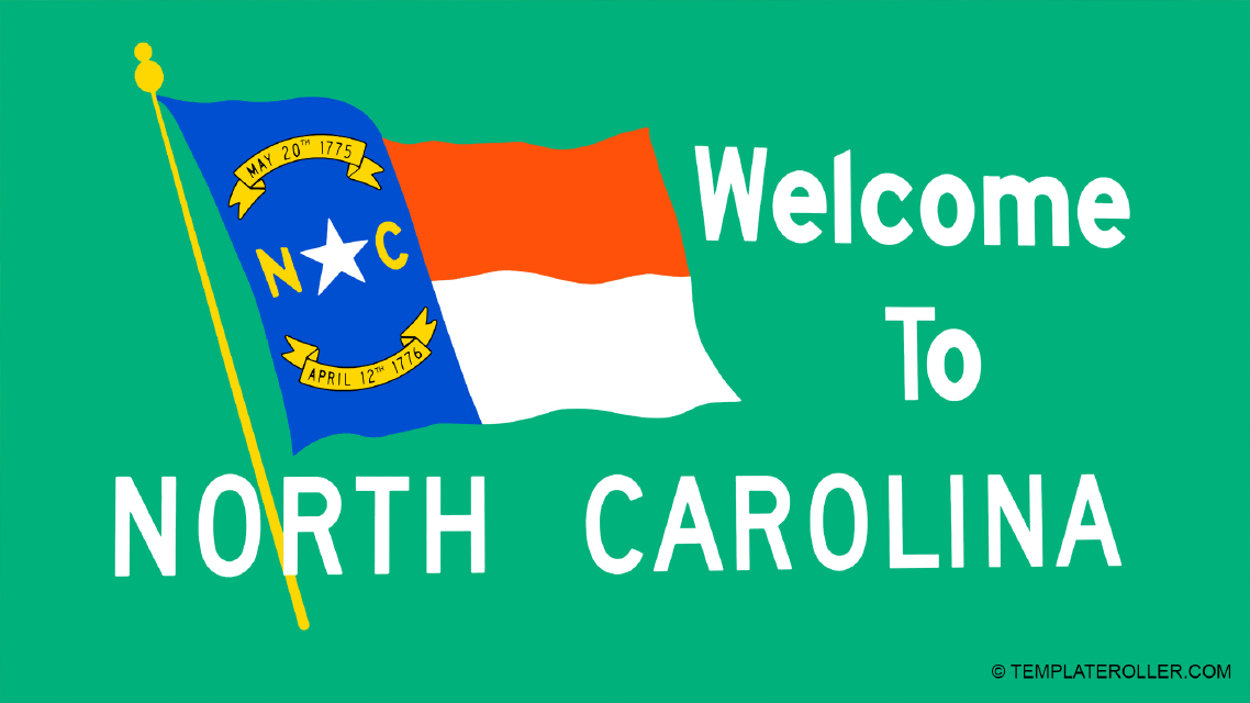 Welcome to North Carolina Sign Template