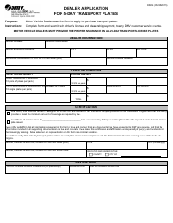 Document preview: Form DSD4 Dealer Application for 5-day Transport Plates - Virginia