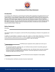 Document preview: Free and Reduced-Price Policy Statement - Arizona