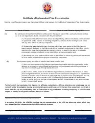 Document preview: Certificate of Independent Price Determination - Arizona