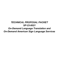Document preview: Form SP-23-0021 Technical Proposal Packet - on-Demand Language Translation and on-Demand American Sign Language Services - Arkansas