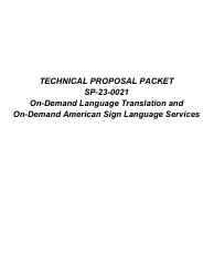 Form SP-23-0021 Technical Proposal Packet - on-Demand Language Translation and on-Demand American Sign Language Services - Arkansas