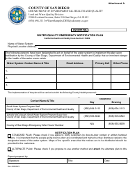 Document preview: Attachment A Water Quality Emergency Notification Plan - County of San Diego, California