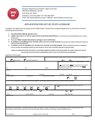 Document preview: Application for Out-of-State Licensure - Arkansas