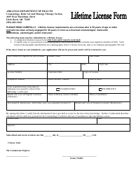 Document preview: Lifetime License Form - Arkansas