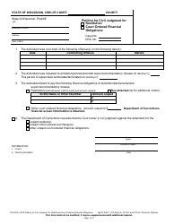 Document preview: Form CR-207A Petition for Civil Judgment for Restitution/Court Ordered Financial Obligations - Wisconsin