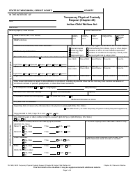 Form IW-1608 Temporary Physical Custody Request (Chapter 48) - Indian Child Welfare Act - Wisconsin