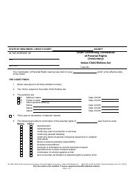 Form IW-1639 Order Concerning Termination of Parental Rights (Involuntary) - Indian Child Welfare Act - Wisconsin